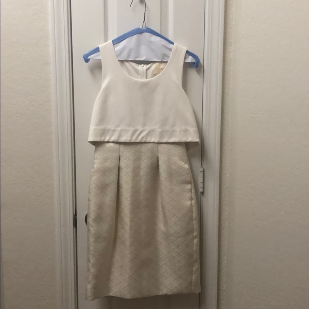 Anthropologie Ivory and Gold Maeve Dress